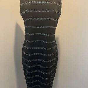 Black Rhinestone Striped Dress